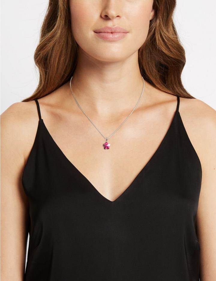 Marks & Spencer Flower Necklace With Swarovski&reg; Crystals Pink Mix