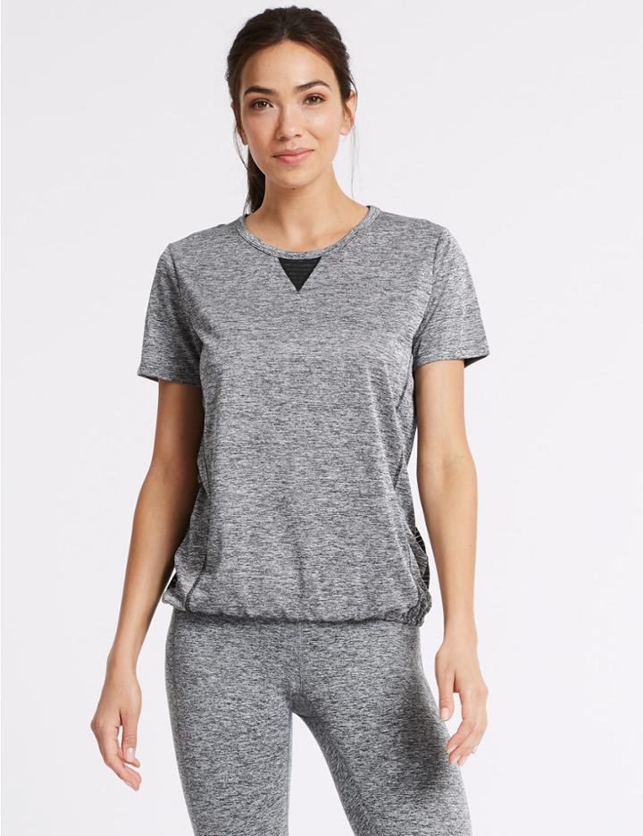 Marks & Spencer Textured Round Neck Short Sleeve Top Grey Mix