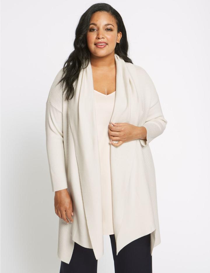 Marks & Spencer Curve Dipped Hem Shawl Collar Cardigan Cream