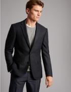 Marks & Spencer Wool Blend Textured Jacket Navy