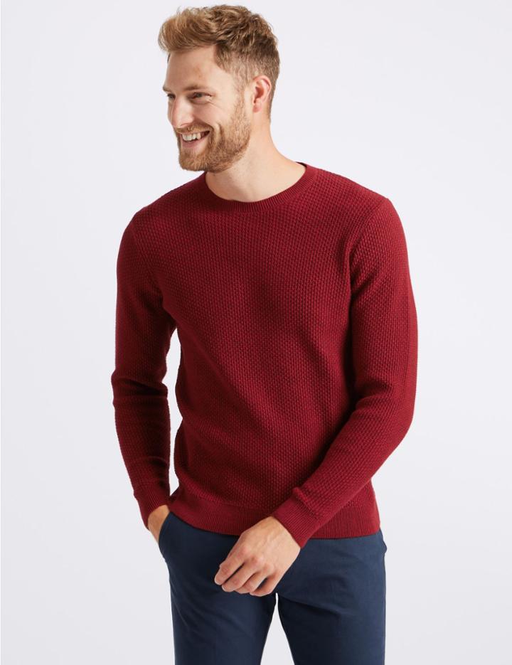 Marks & Spencer Pure Cotton Textured Jumper Red