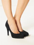 Marks & Spencer Wide Fit Stiletto Heel Platform Court Shoes Black