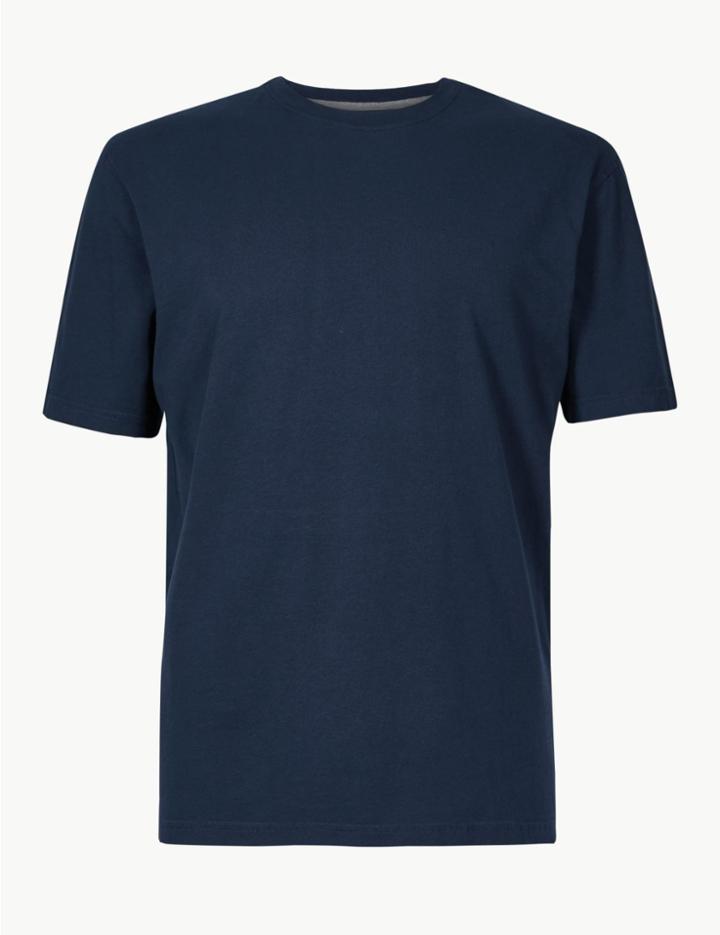 Marks & Spencer Regular Fit Pure Cotton Crew Neck T-shirt Navy