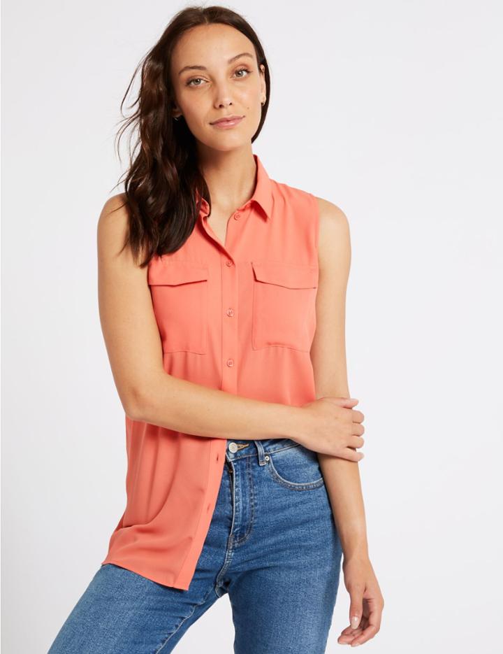 Marks & Spencer Double Pocket Shirt Peach