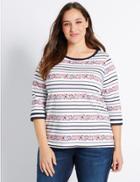 Marks & Spencer Plus Pure Cotton Floral Print T-shirt Ivory Mix