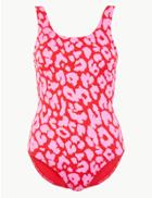 Marks & Spencer Animal Print Scoop Neck Swimsuit Pink Mix