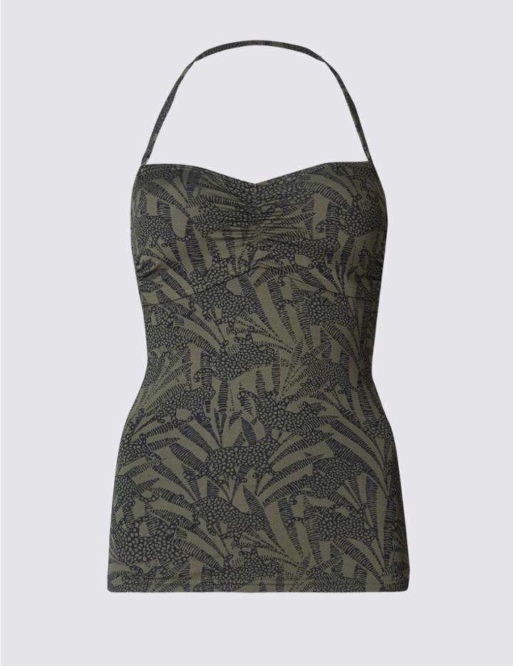 Marks & Spencer Animal Print Tankini Top Khaki Mix