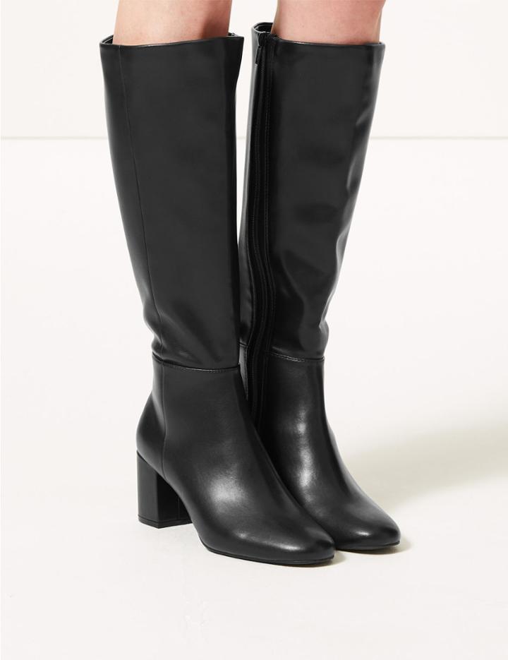 Marks & Spencer Block Heel Knee Boots Black