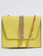 Marks & Spencer Faux Leather Chain Boxy Cross Body Bag Citrus