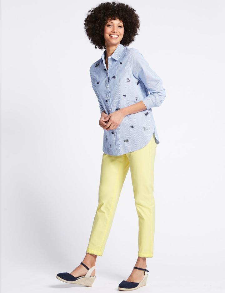 Marks & Spencer Pure Cotton Turn-up Chinos Yellow