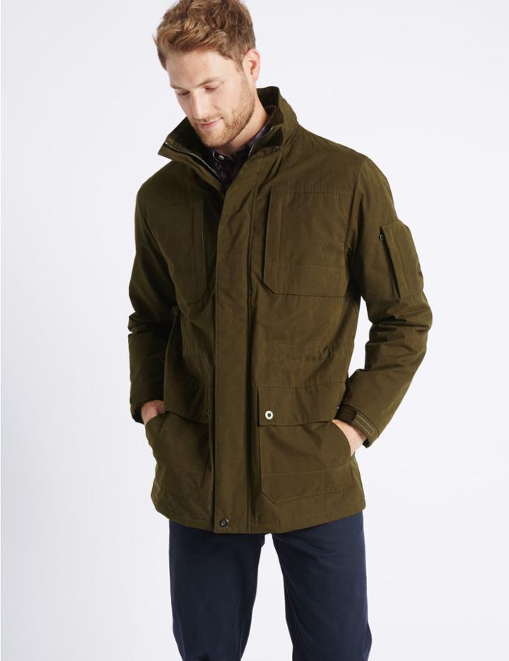 Marks & Spencer Cotton Blend Parka With Stormwear&trade; Olive