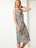 Marks & Spencer Animal Print Slip Midi Dress Ivory Mix