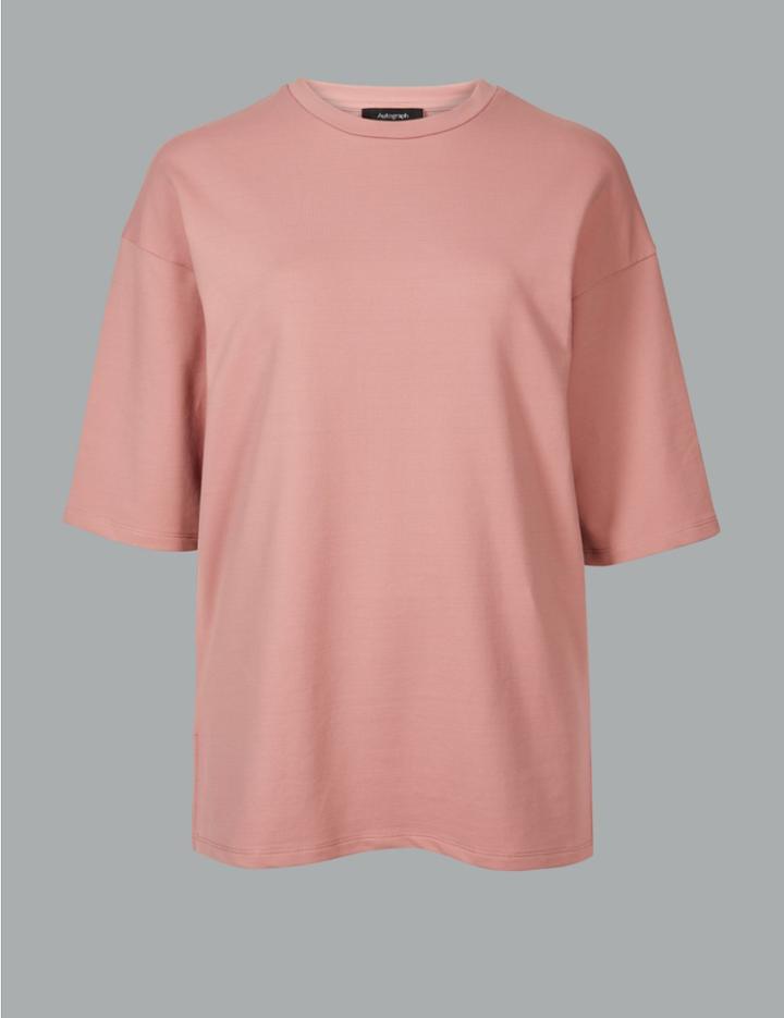 Marks & Spencer Round Neck Short Sleeve T-shirt Dusky Pink