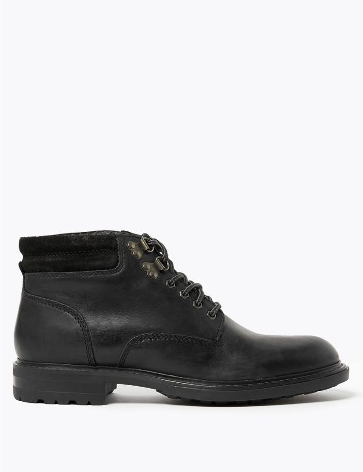 Marks & Spencer Leather Lace-up Casual Boots Black