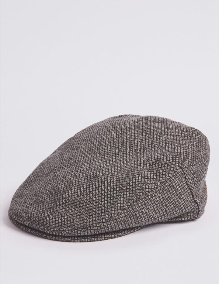 Marks & Spencer Micro Dobby Design Flat Cap Grey Mix