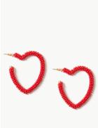 Marks & Spencer Beaded Heart Hoop Earrings Red