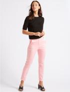 Marks & Spencer Cotton Rich Slim Leg 7/8th Crop Trousers Sugar Pink