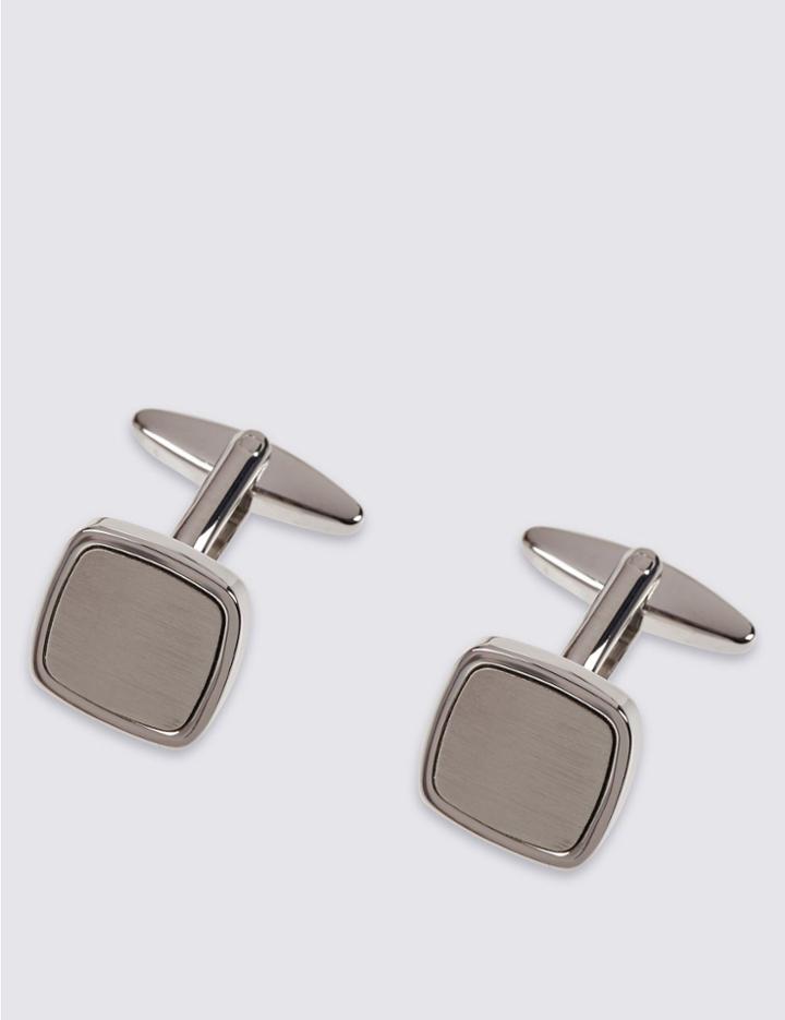 Marks & Spencer Brushed Square Cufflinks White