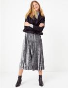 Marks & Spencer Velvet Pleated Midi Skirt