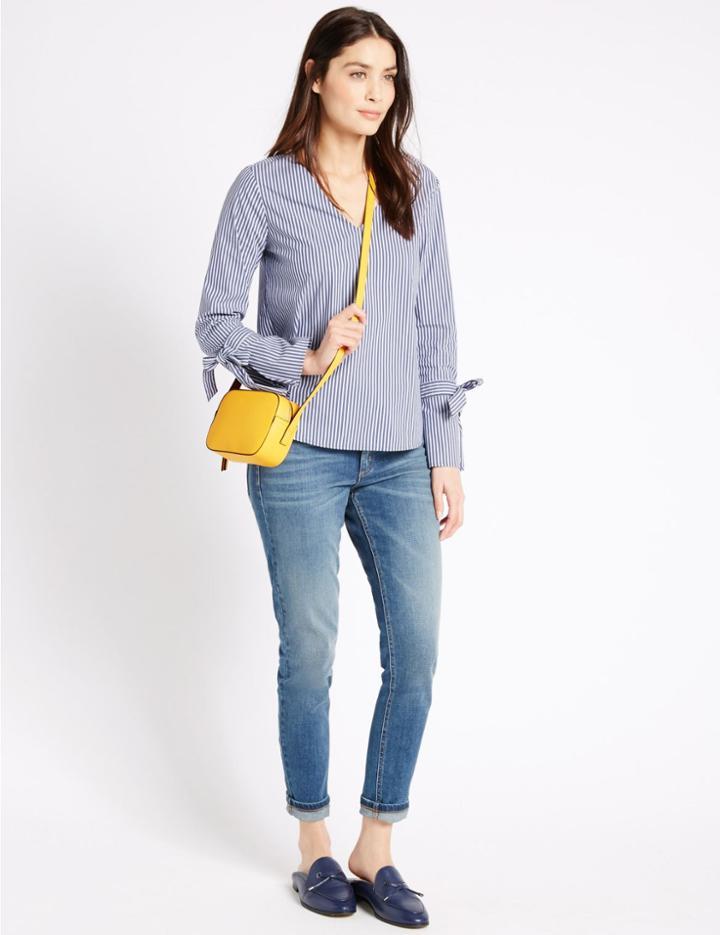 Marks & Spencer Faux Leather Across Body Bag Yellow