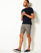Marks & Spencer Slim Fit Cotton Denim Shorts With Stretch Stone