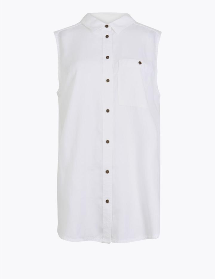 Marks & Spencer Button Detailed Shirt Ivory