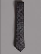 Marks & Spencer Pure Silk Foulard Tie Made With Swarovski&reg; Elements Grey Mix