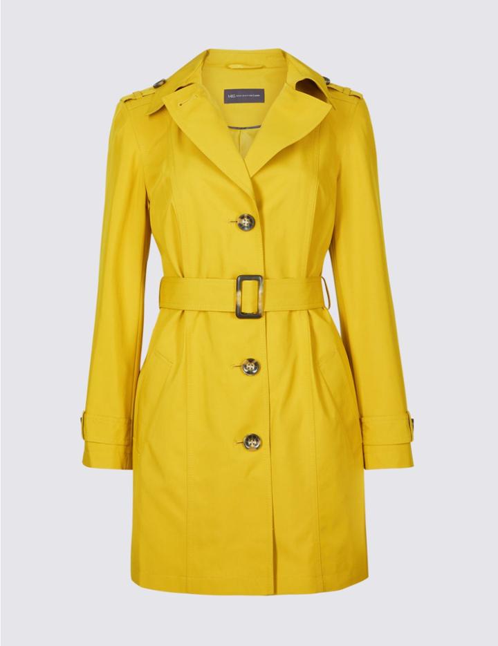 Marks & Spencer Petite Trench Coat With Stormwear&trade; Winter Lime