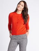 Marks & Spencer Cashmilon&trade; Round Neck Cardigan Orange