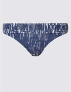 Marks & Spencer Shard Print Roll Top Hipster Bikini Bottoms Blue Mix