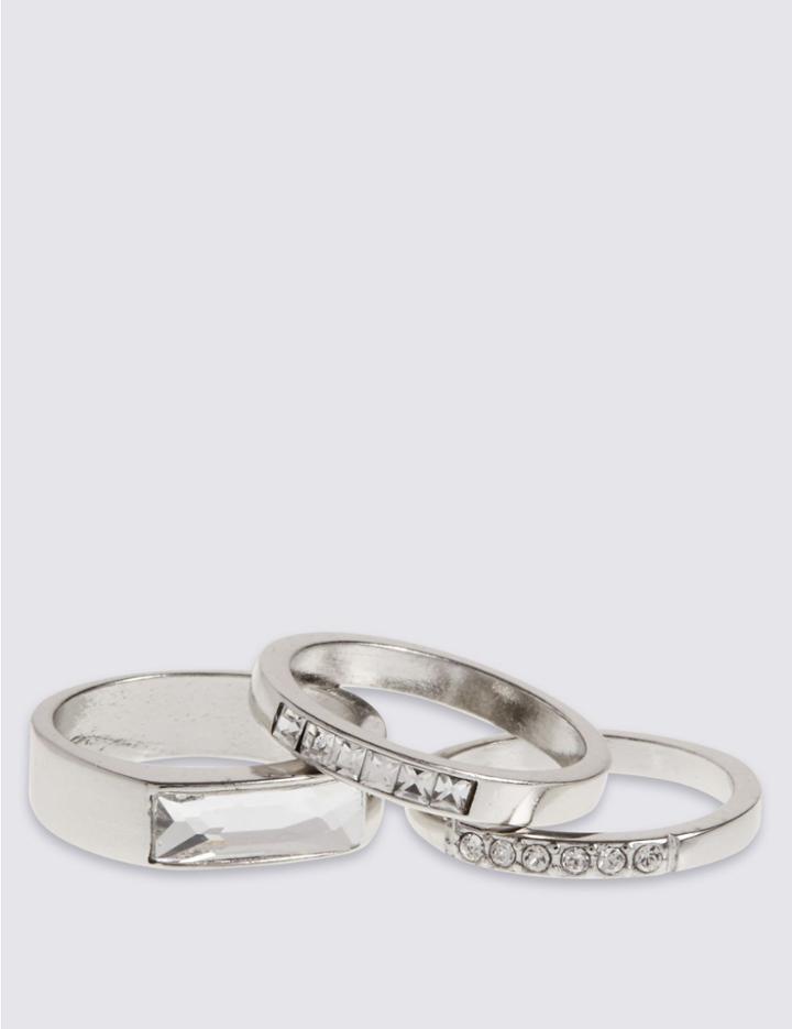 Marks & Spencer Triple Sparkle Ring Made With Swarovski® Elements White