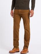 Marks & Spencer Straight Fit Corduroy Trousers With Stretch Stone