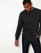 Marks & Spencer Cotton Crew Neck Sweatshirt Black