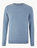 Marks & Spencer Pure Extra Fine Lambswool Crew Neck Jumper Blue