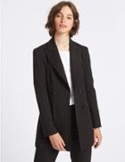Marks & Spencer Striped 4 Button Blazer Navy Mix