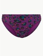 Marks & Spencer Animal Print Hipster Bikini Bottoms Purple