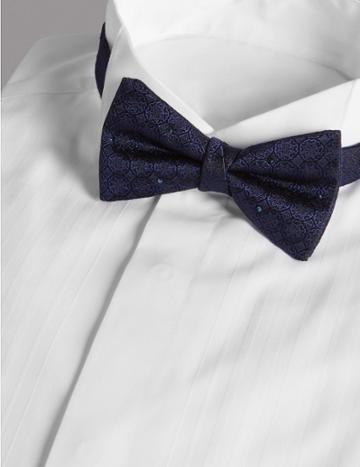 Marks & Spencer Pure Silk Bow Tie Made With Swarovski&reg; Elements Navy Mix