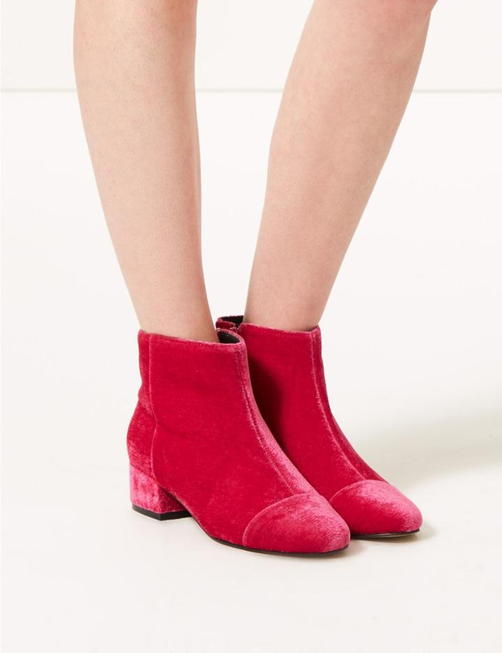 Marks & Spencer Velvet Ankle Boots Pink