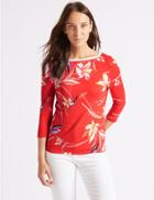 Marks & Spencer Floral Print Slash Neck 3/4 Sleeve Top Red Mix