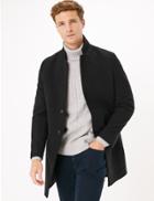 Marks & Spencer Wool Notched Collar Overcoat Black