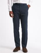 Marks & Spencer Indigo Checked Tailored Fit Trousers Indigo