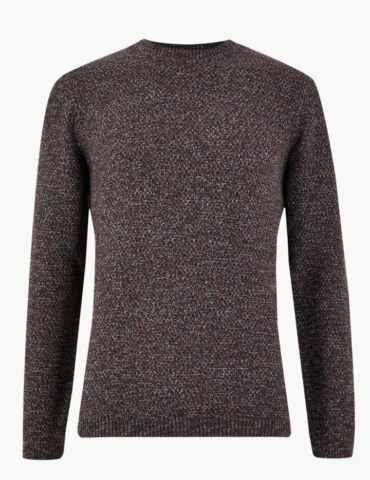 Marks & Spencer Pure Cotton Textured Jumper Brick