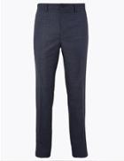 Marks & Spencer Slim Fit Checked Trousers Blue