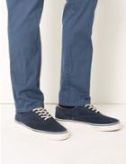 Marks & Spencer Suede Lace-up Pump Shoes With Freshfeet&trade; Navy