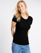 Marks & Spencer Pure Cotton Round Neck Short Sleeve T-shirt Black