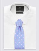 Marks & Spencer Pure Silk Spotted Tie Light Blue Mix