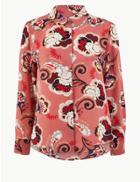 Marks & Spencer Printed Button Detailed Shirt Pink Mix