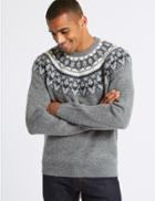 Marks & Spencer Cosy Christmas Fairisle Jumper Grey Mix