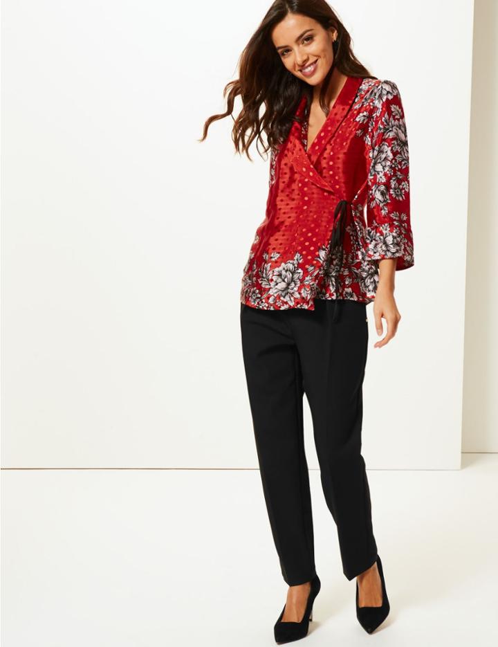 Marks & Spencer Tapered Leg Crepe Trousers Black