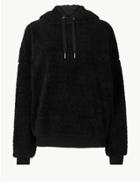Marks & Spencer Borg Long Sleeve Hooded Sweatshirt Black